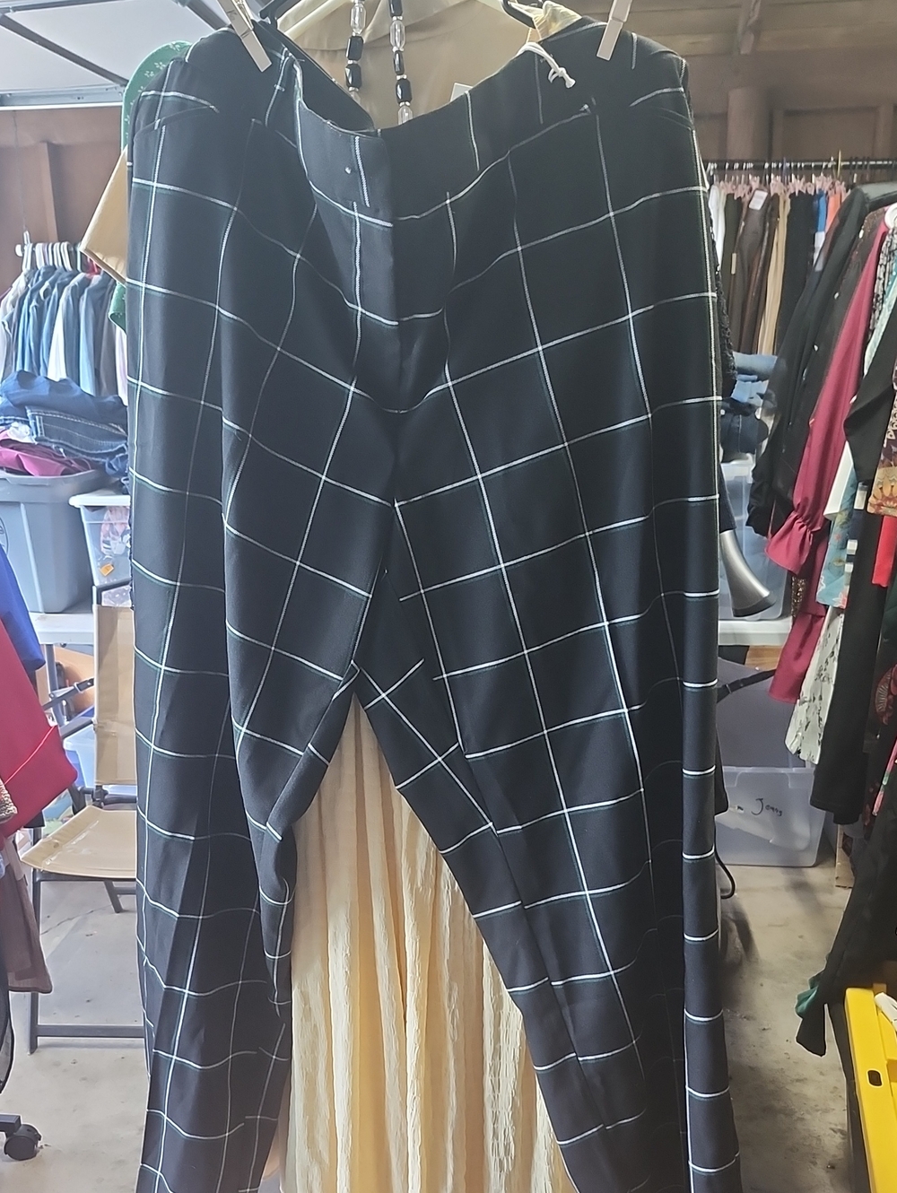 Cato Black Windowpane Plaid Trousers with White Grid Nwt Inseam 30